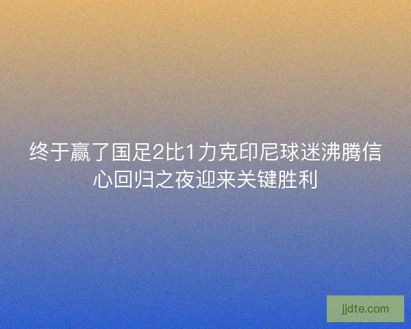 终于赢了国足2比1力克印尼球迷沸腾信心回归之夜迎来关键胜利