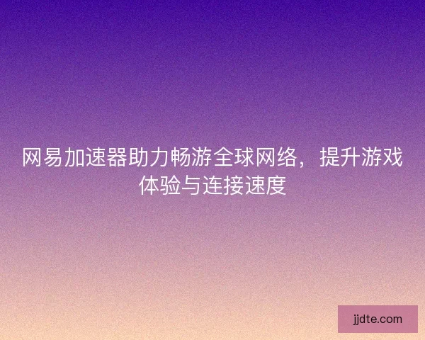 网易加速器助力畅游全球网络，提升游戏体验与连接速度
