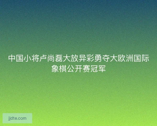 中国小将卢尚磊大放异彩勇夺大欧洲国际象棋公开赛冠军